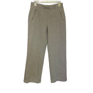 i. e. relaxed Women Pull On Gray Pants with Two Front Zipper Pockets, Stretch Co